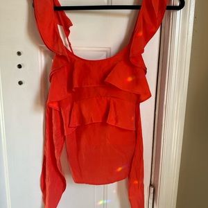 Med Club Monaco Pink Silk Ruffle Tank Top 🩷